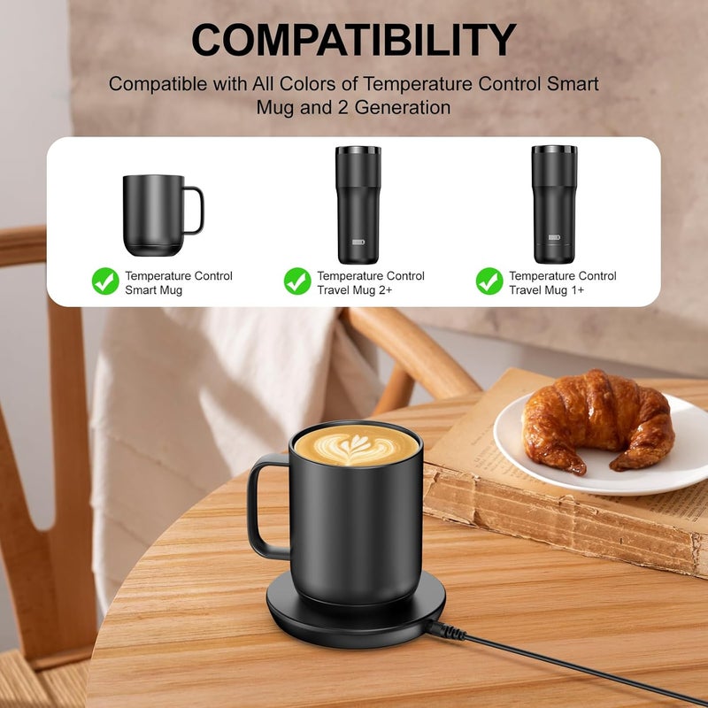underhub Charging Coaster 2 Compatible with Embo Temperature Control Smart Mug 2 and 1 - Mug Power Cord - Charger Dock Base for Wireless Warmer Cup Accessories (Black) - Image 4